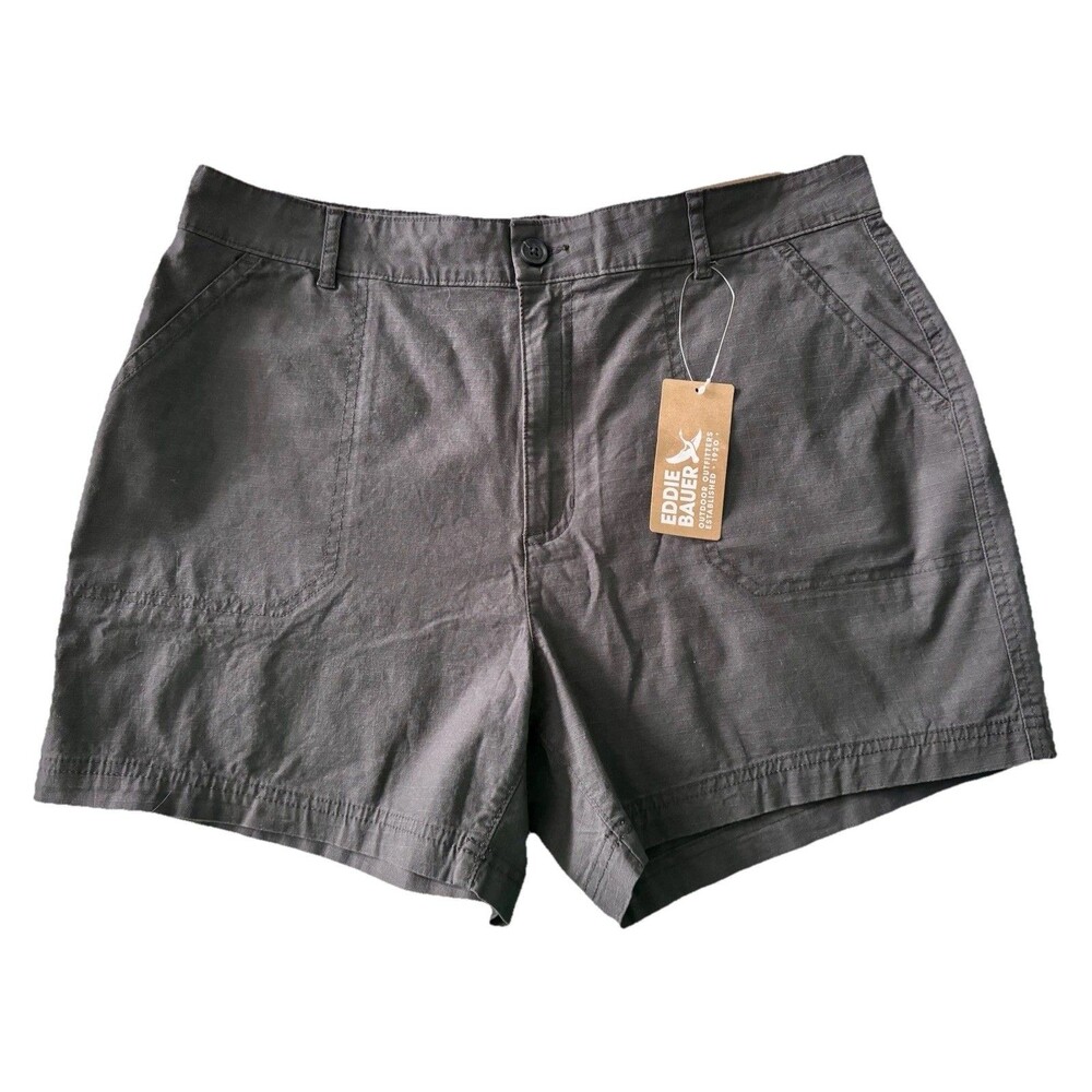 NWT Eddie Bauer Adventure Ripstop Shorts - Carbon - High Rise - Size 14